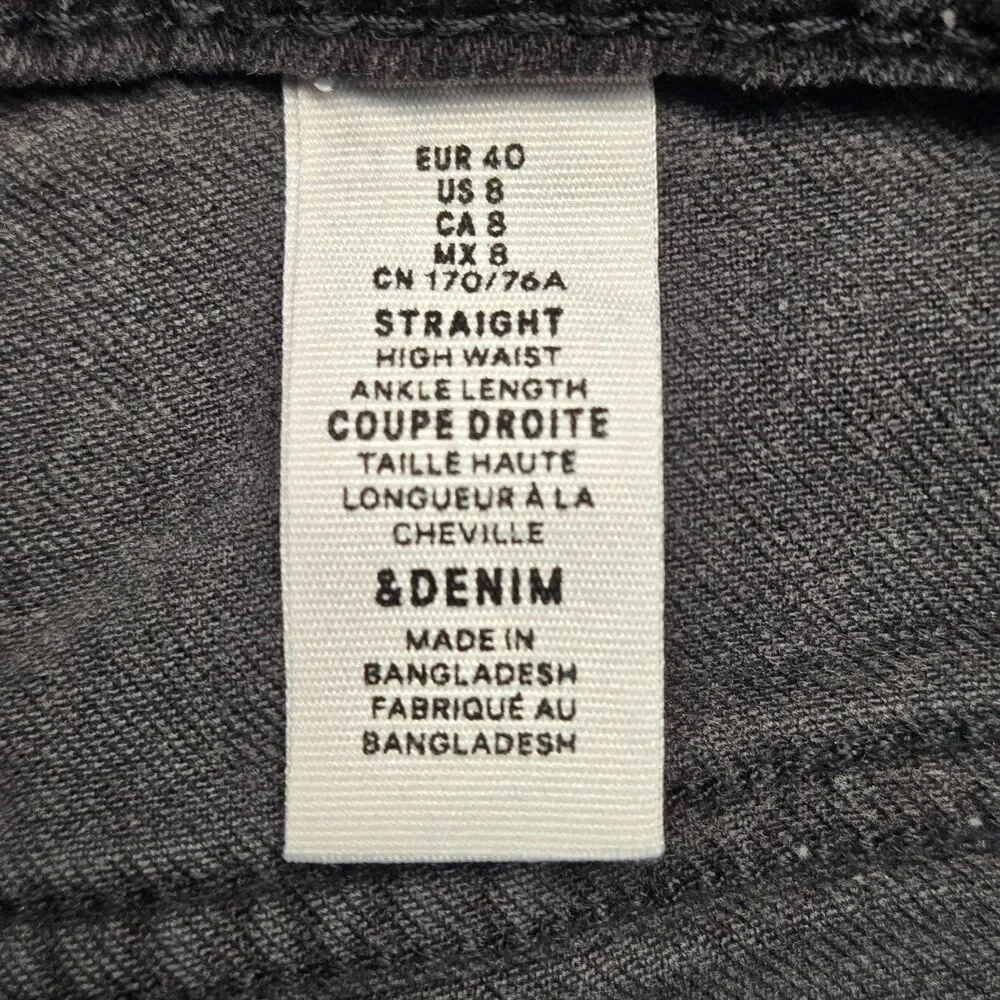 H&M &Denim Jeans Women’s 8 High Waist Straight Leg Gray Stretch Ankle Pants